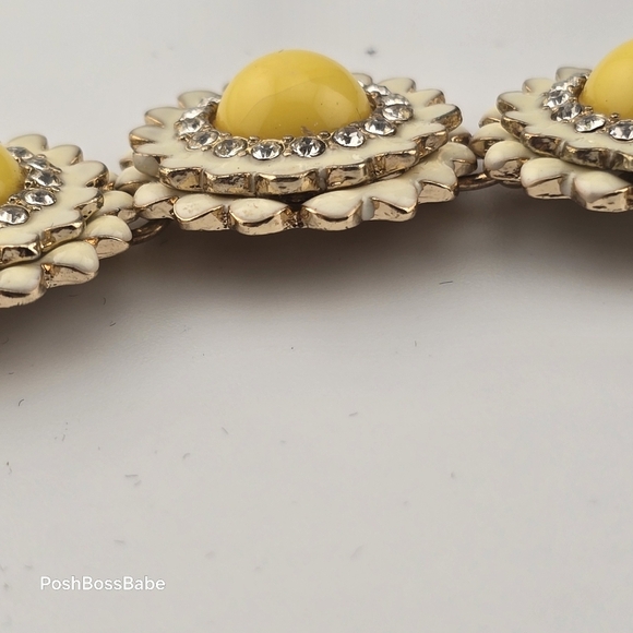 Floral Yellow & White Adjustable Statement Bracelet Enamel - Picture 6 of 9